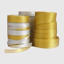 metallic golden and silver ribbon